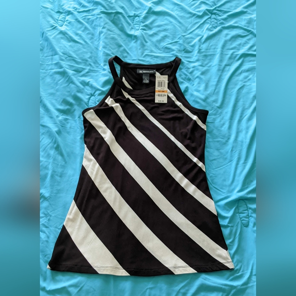 INC Black/White Striped Tank With Tags